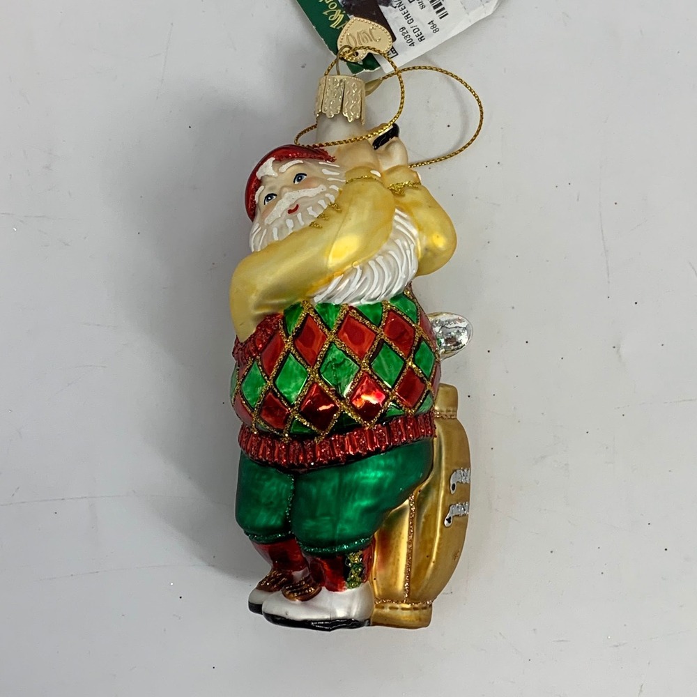 Old World Christmas‎ Golfing Santa Glass Ornament Golfer Christmas Tree